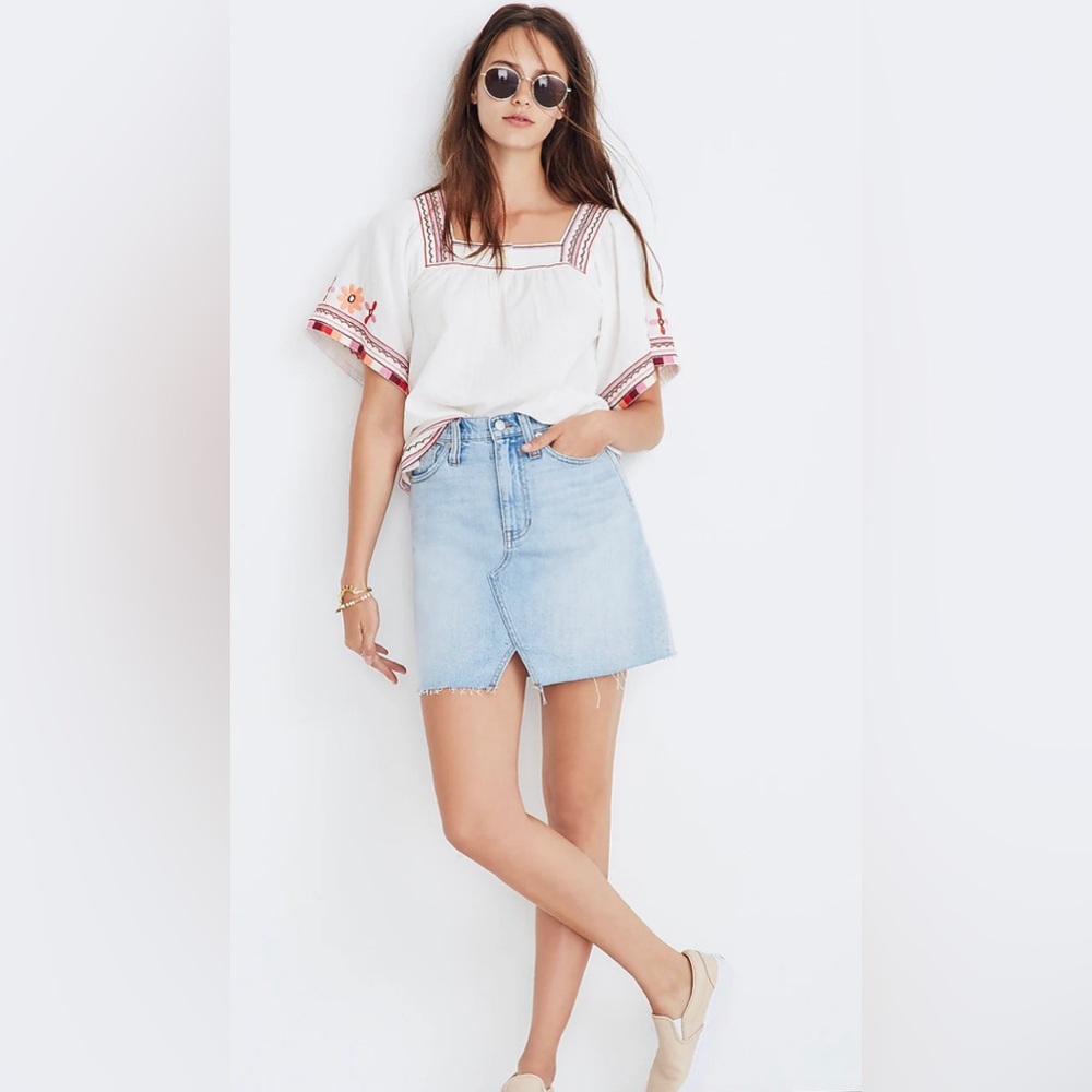 Madewell Denim A-Line Mini Skirt: Cutout Edition - 27